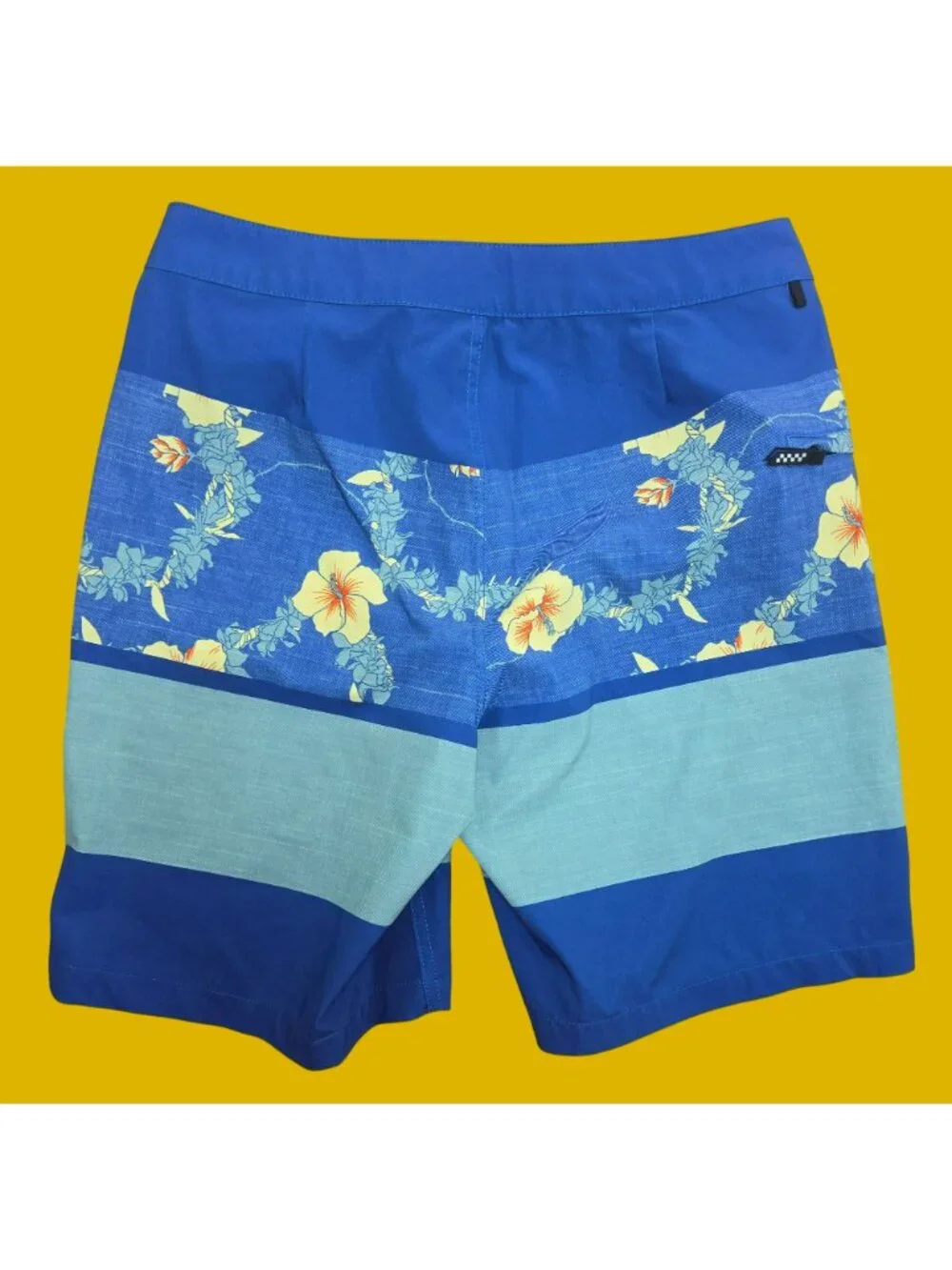 Vans Mens Blue Hibiscus Printed Board Shorts Size 30